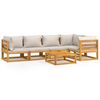 vidaXL 6 Piece Garden Lounge Set with Light Grey Cushions Solid Wood