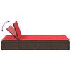 vidaXL Sunbed with Floating Cushion Brown Poly Rattan