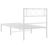 vidaXL Metal Bed Frame without Mattress with Headboard White 100x200cm