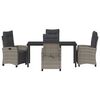 vidaXL Garden Dining Set with Cushion 5 pcs Grey Poly Rattan