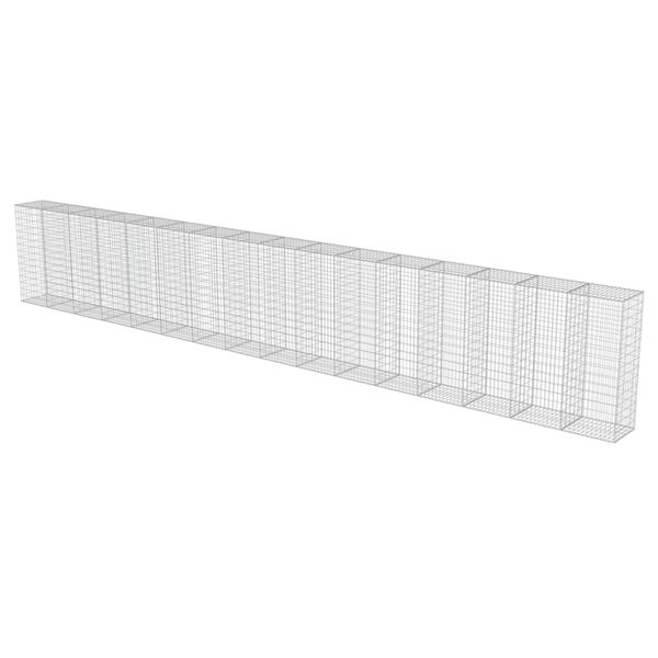 vidaXL Gabion Wall with Covers Galvanised Steel 900x50x150 cm