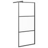 vidaXL Walk-in Shower Wall with Shelf Black 80x195 cm ESG Glass&Aluminium