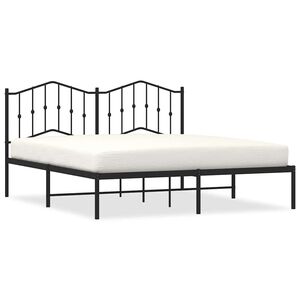 vidaXL Metal Bed Frame without Mattress with Headboard Black 183x213cm