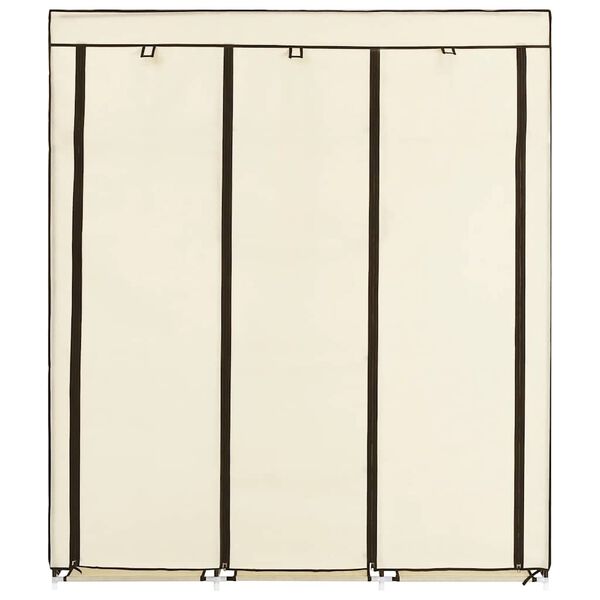 vidaXL Wardrobe with Compartments and Rods Cream 150x45x175 cm Fabric