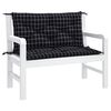vidaXL Garden Bench Cushions 2pcs Black Check Pattern 100x50x7cm Fabric