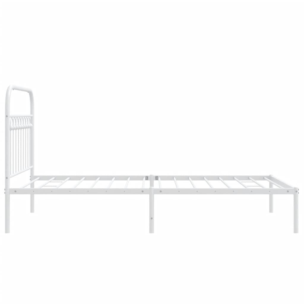 vidaXL Metal Bed Frame without Mattress with Headboard White 100x200cm