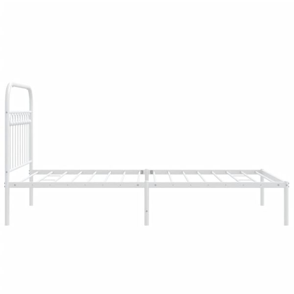 vidaXL Metal Bed Frame without Mattress with Headboard White 100x200cm