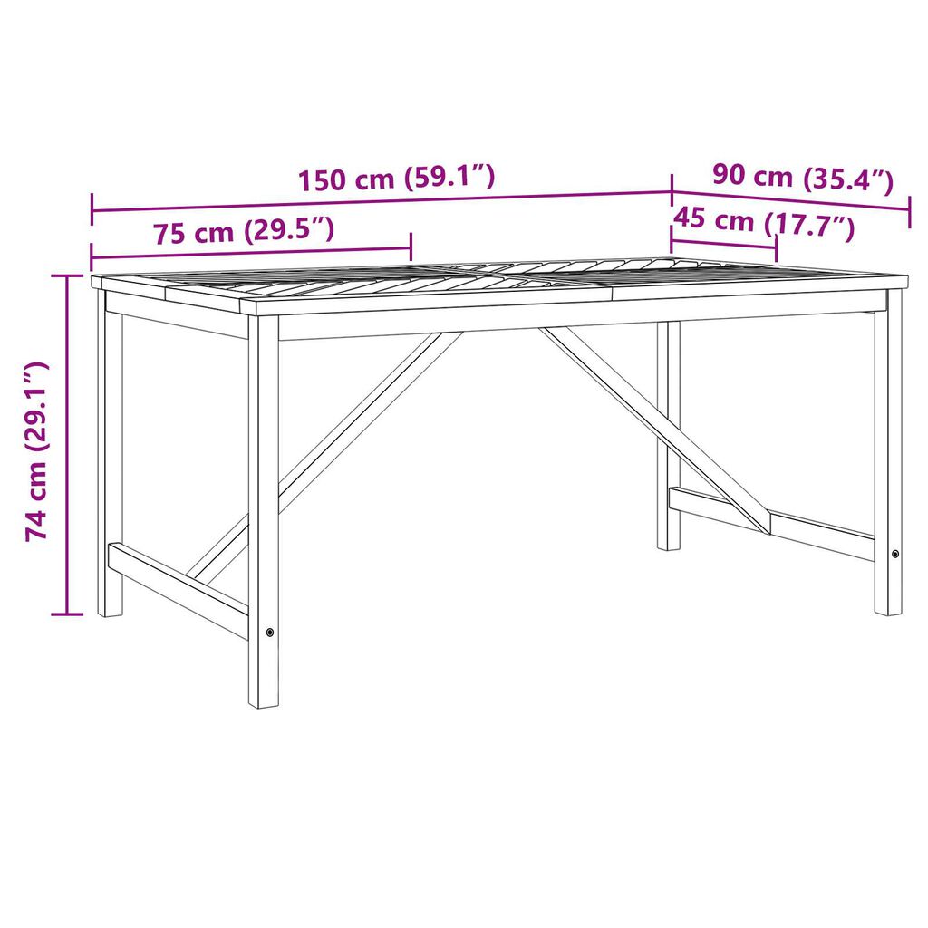vidaXL Garden Dining Set 7 pcs Brown 150 x 90 x 74 cm