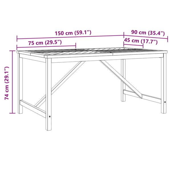 vidaXL Garden Dining Set 7 pcs Brown 150 x 90 x 74 cm