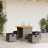 vidaXL 5 Piece Garden Dining Set with Cushions Grey Poly Rattan