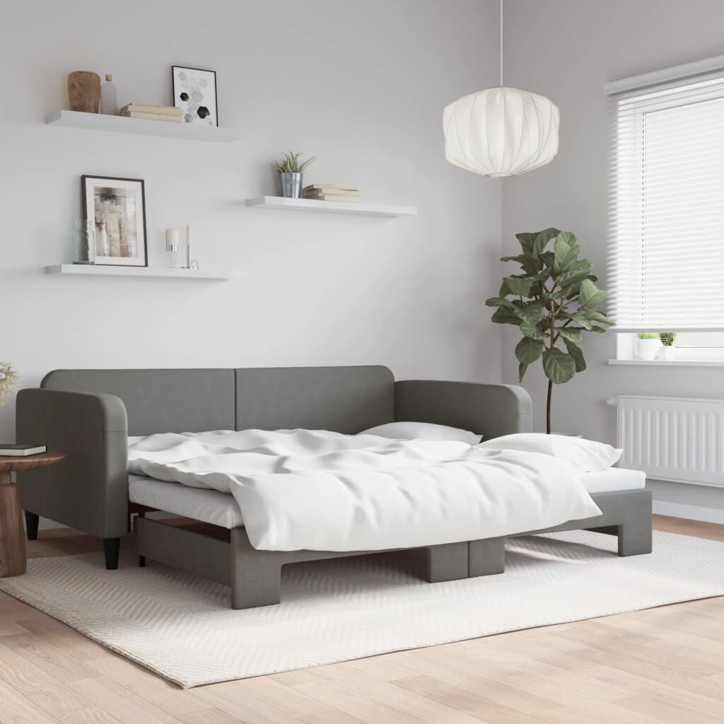 vidaXL Daybed with Trundle without Mattress Dark Grey 100x190 cm