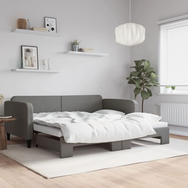 vidaXL Daybed with Trundle without Mattress Dark Grey 100x190 cm
