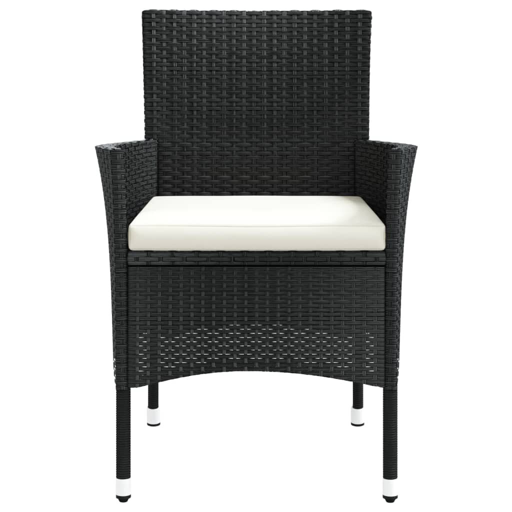 vidaXL Garden Chairs with Cushions 4 pcs Poly Rattan Black