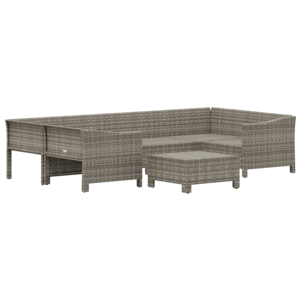 vidaXL 7 Piece Garden Lounge Set with Cushions Grey Poly Rattan