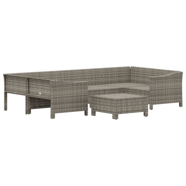 vidaXL 7 Piece Garden Lounge Set with Cushions Grey Poly Rattan