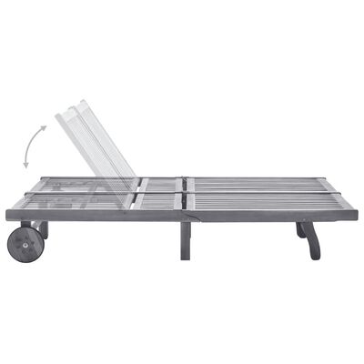 vidaXL 2-Person Garden Sun Lounger with Cushion Grey Solid Acacia Wood