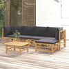 vidaXL 6 Piece Garden Lounge Set with Dark Grey Cushions Bamboo