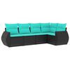 vidaXL 5 Piece Garden Sofa Set with Cushions Black Poly Rattan