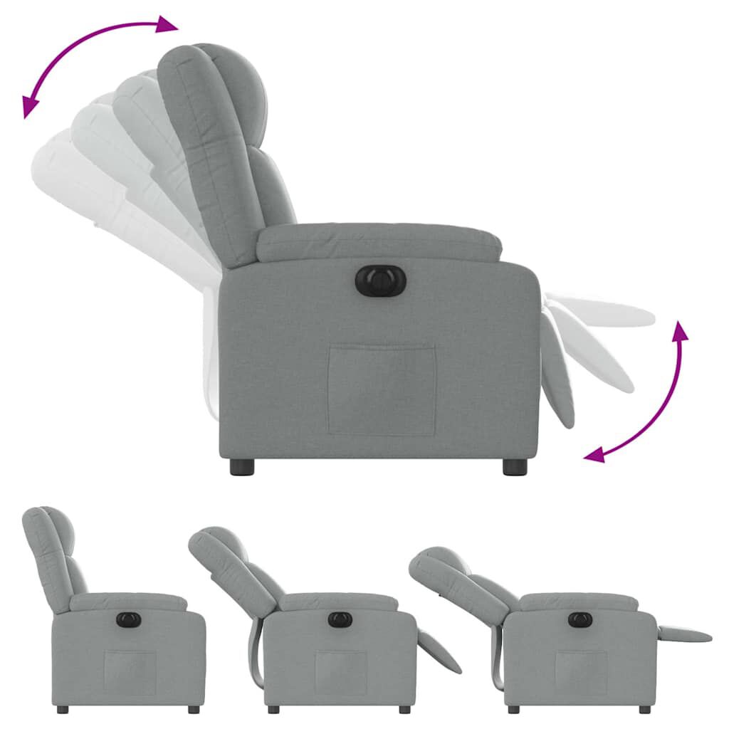 vidaXL Electric Recliner Chair Light Grey Fabric