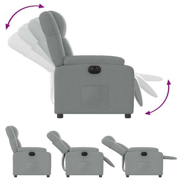 vidaXL Electric Recliner Chair Light Grey Fabric
