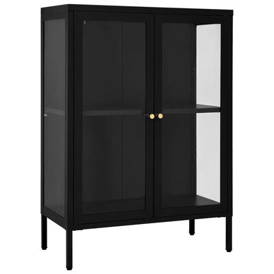 vidaXL Sideboard Black 75x35x105 cm Steel and Glass