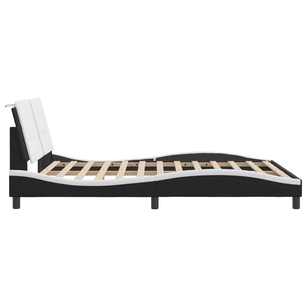 vidaXL Bed Frame without Mattress Black and White 152x203 cm Faux Leather