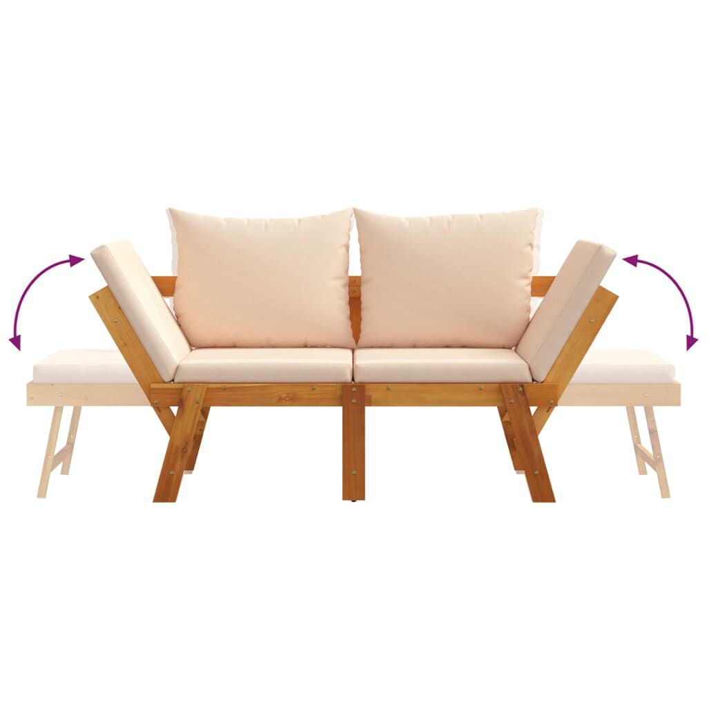 vidaXL Garden Bench with Cushions 2-in-1 Solid Wood Acacia