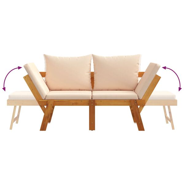 vidaXL Garden Bench with Cushions 2-in-1 Solid Wood Acacia