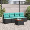 vidaXL Garden Sofa Set 5 pcs Black and turquoise