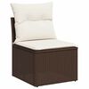 vidaXL 3 Piece Garden Sofa Set with Cushions Brown Poly Rattan