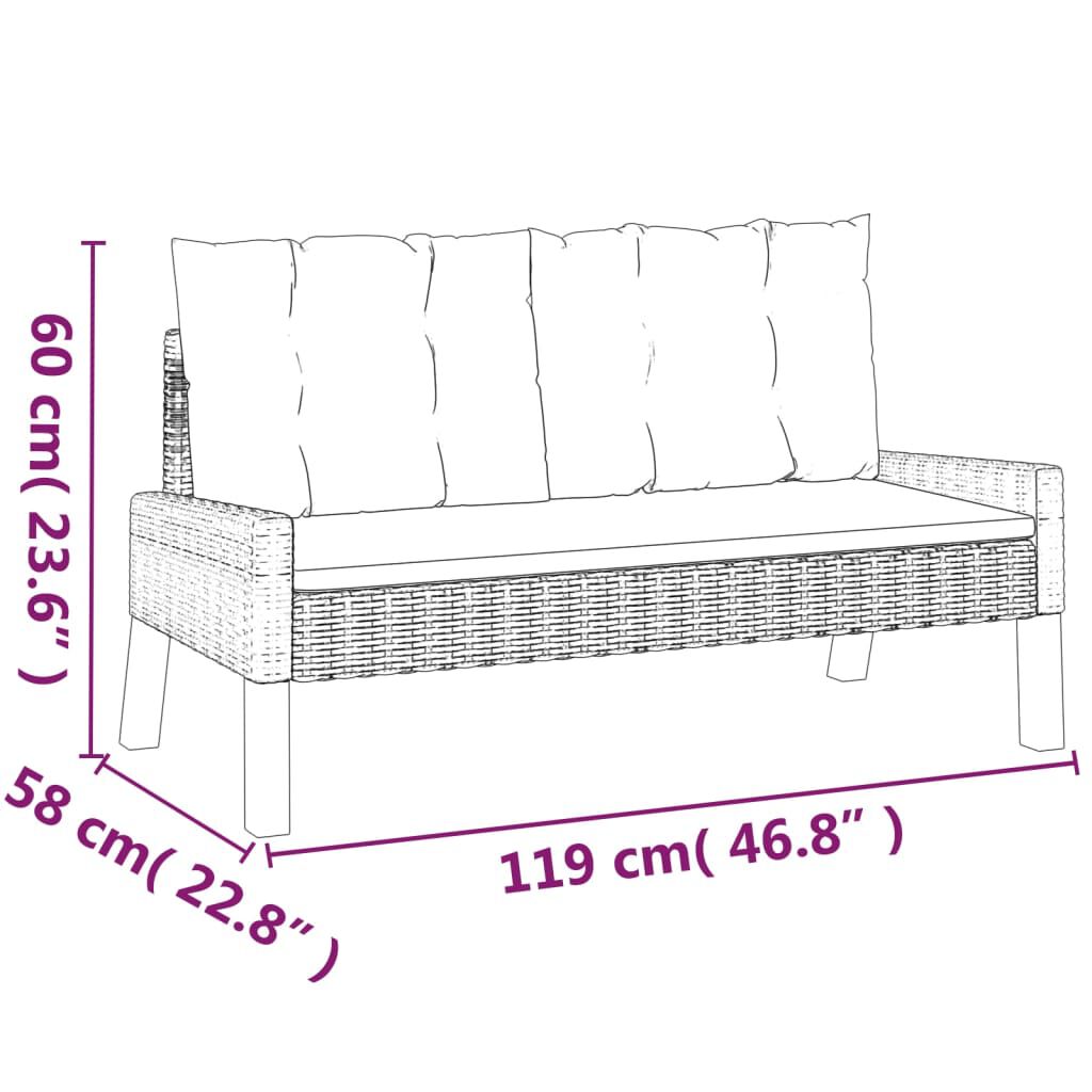 vidaXL 4 Piece Garden Lounge Set with Cushions Poly Rattan&Solid Wood