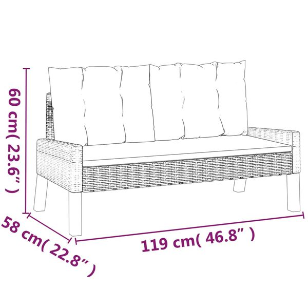 vidaXL 4 Piece Garden Lounge Set with Cushions Poly Rattan&Solid Wood