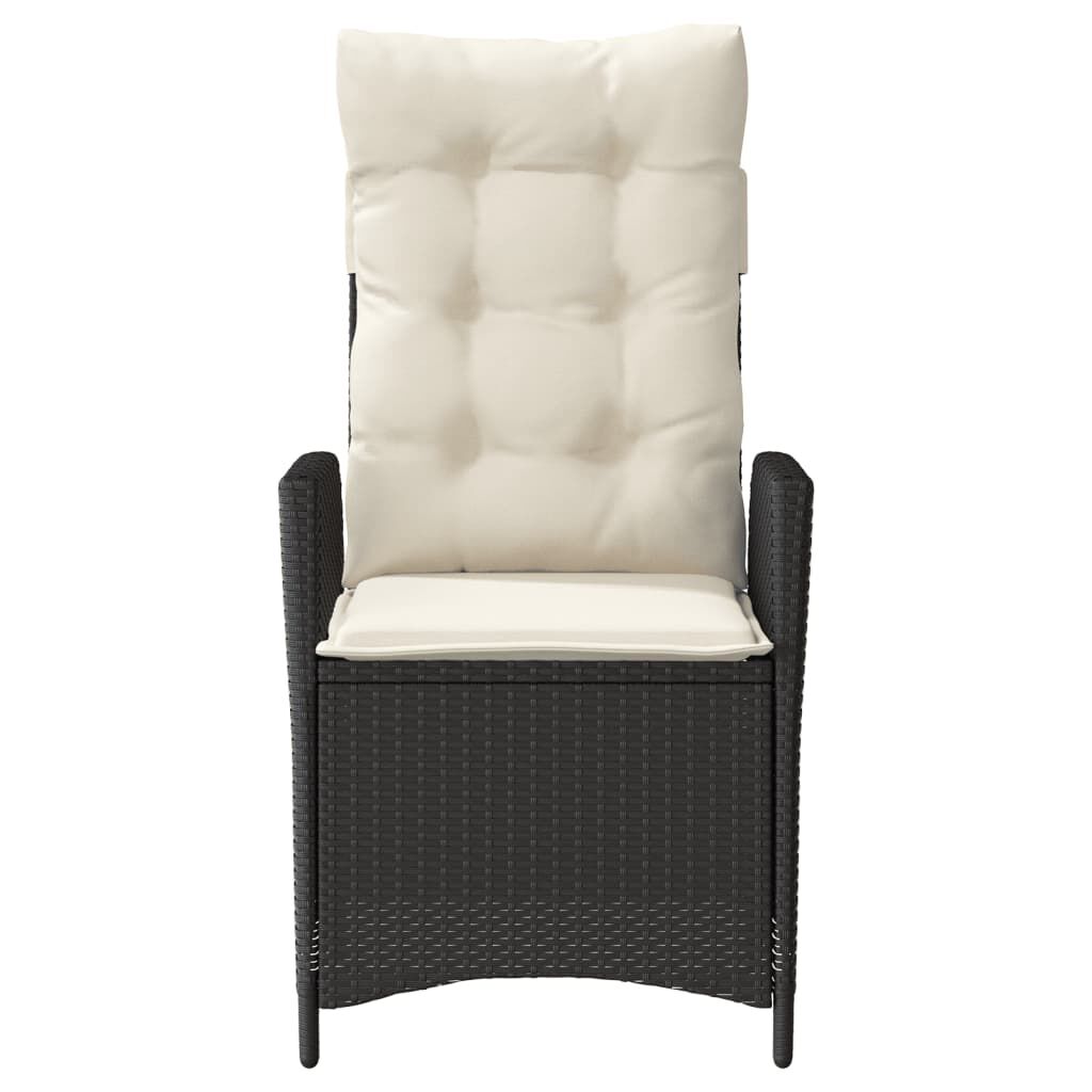 vidaXL Reclining Garden Chair with Cushions Black Poly Rattan