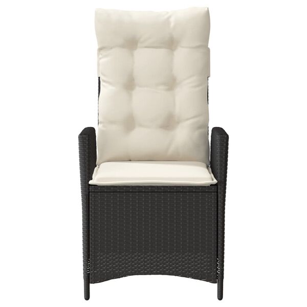 vidaXL Reclining Garden Chair with Cushions Black Poly Rattan