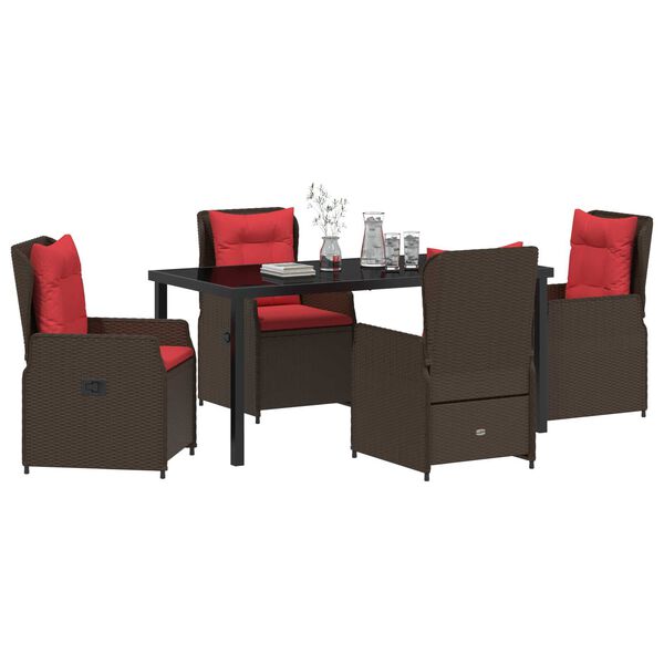 vidaXL Garden Dining Set 5 pcs Brown Poly rattan
