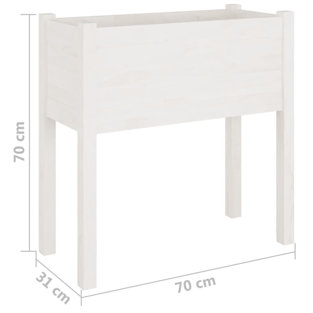 vidaXL Garden Planter White 70x31x70 cm Solid Pinewood