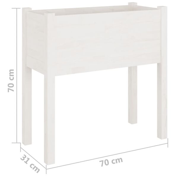 vidaXL Garden Planter White 70x31x70 cm Solid Pinewood