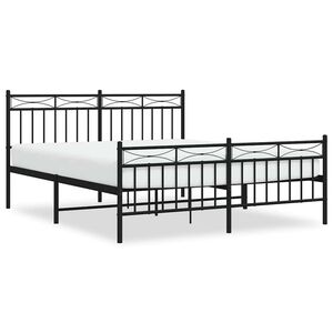 vidaXL Metal Bed Frame without Mattress with Footboard Black 150x200cm