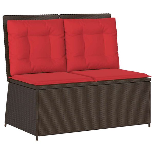 vidaXL Garden Bench with Cushion Brown Poly rattan