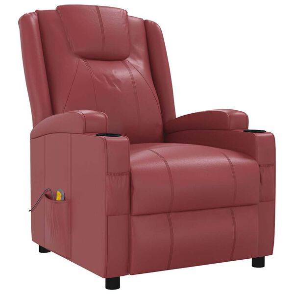vidaXL Massage Chair Wine Red Faux Leather