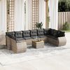 vidaXL 11 Piece Garden Sofa Set with Cushions Grey Poly Rattan