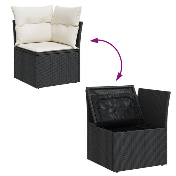 vidaXL 11 Piece Garden Sofa Set with Cushions Black Poly Rattan