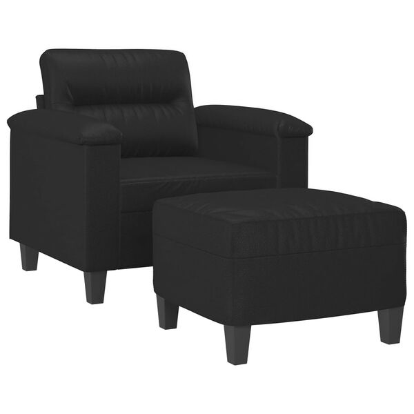 vidaXL Sofa Chair with Footstool Black 60 cm Faux Leather