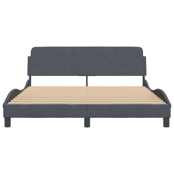 vidaXL Bed Frame "Dover" Dark Grey 152x203 cm Queen Velvet