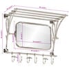 vidaXL Luggage Rack with Coat Hangers & Mirror Wall Mounted Aluminium