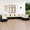 vidaXL 9 Piece Garden Lounge Set with Cushions Poly Rattan Black