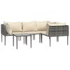 vidaXL 5 Piece Garden Lounge Set with Cushions Grey Poly Rattan