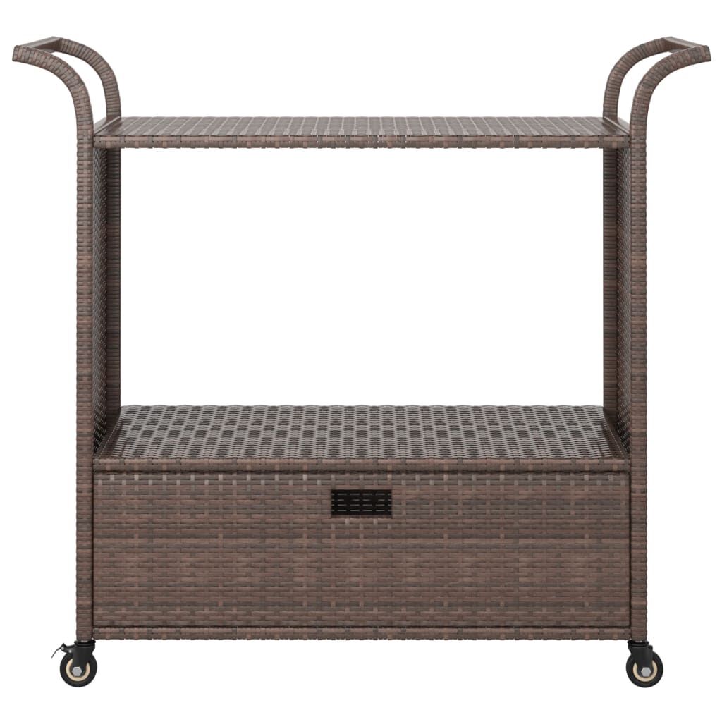 vidaXL Bar Cart with Drawer Brown 100x45x97 cm Poly Rattan