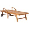 vidaXL Sun Lounger with Green Cushion Solid Teak Wood