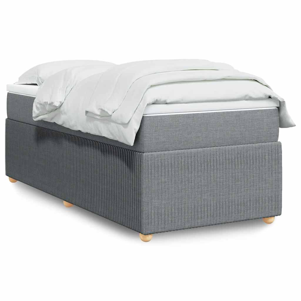 vidaXL Box Spring Bed with Mattress Light Grey Twin XL Fabric